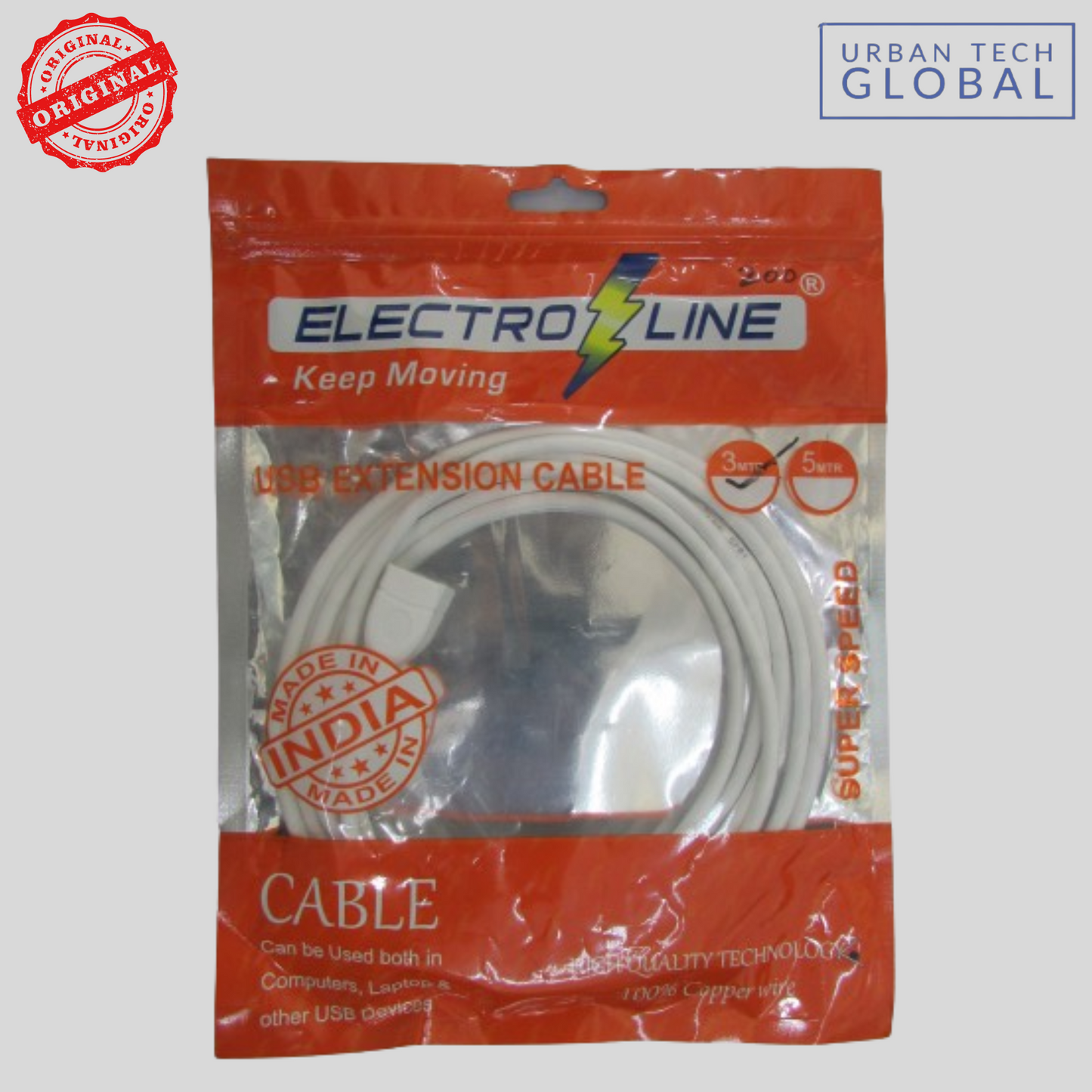 ELECTROLINE USB Extension Cable 3 MTR